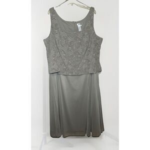 Ulla Popken Gray Silver Formal Cocktail Dress Mother Bride Groom Plus Sz 26 Midi